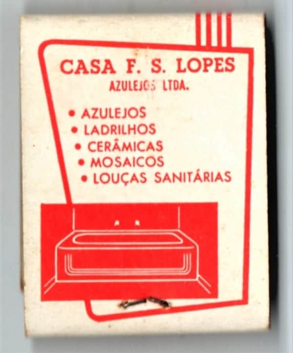 | Casa do Colecionador Caixa De Fosforos - Casa F. S. Lopes Azulejos - Rio de Janeiro ( RJ ) - Anos 50