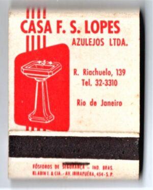 Caixa De Fosforos - Casa F. S. Lopes Azulejos - Rio de Janeiro ( RJ ) - Anos 50