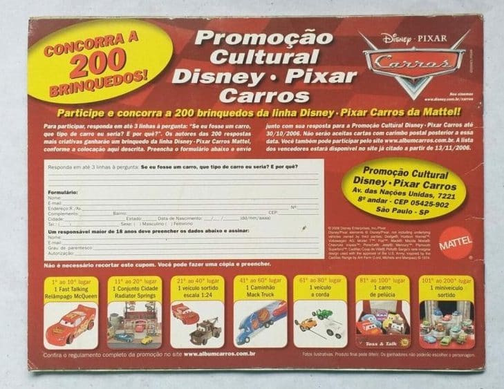 | Casa do Colecionador Álbum de Figurinhas - Carros - Disney - Pixar (Incompleto com 79 fig coladas) 2006
