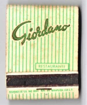 Caixa De Fosforos - Giordano Restaurante - São Paulo ( SP ) - Anos 50