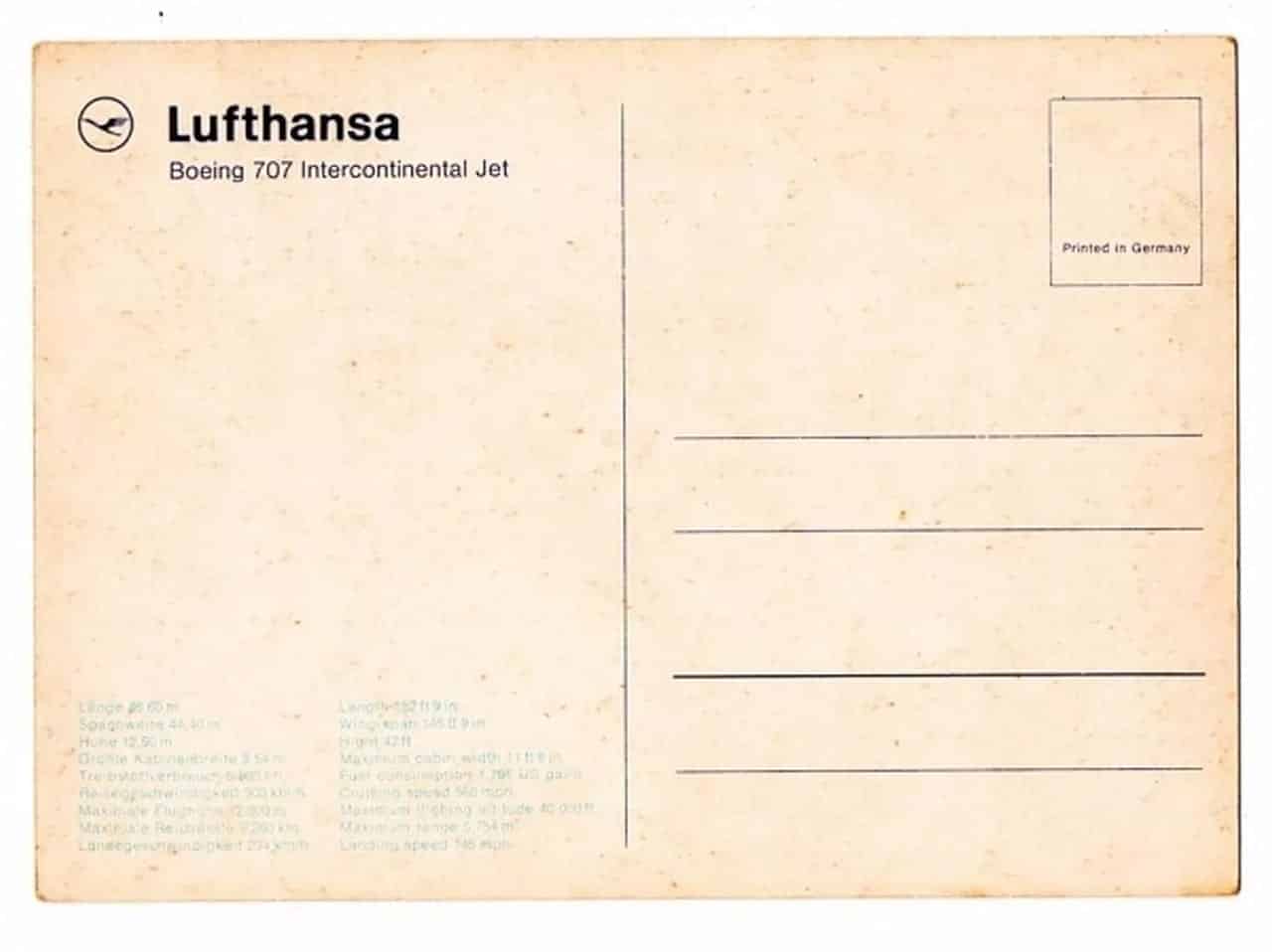 | Casa do Colecionador Cartao Postal Aviao Boeing 707 Lufthansa Anos 80