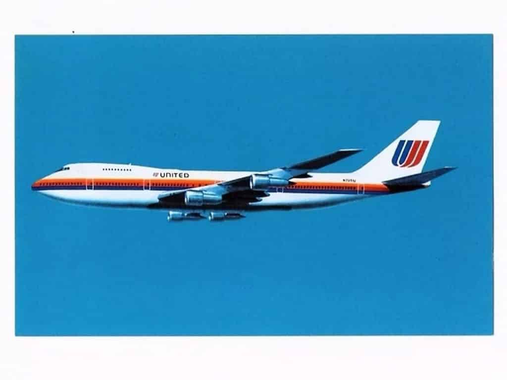 | Casa do Colecionador Cartao Postal Aviao Boeing 747 100 - United - Anos 80