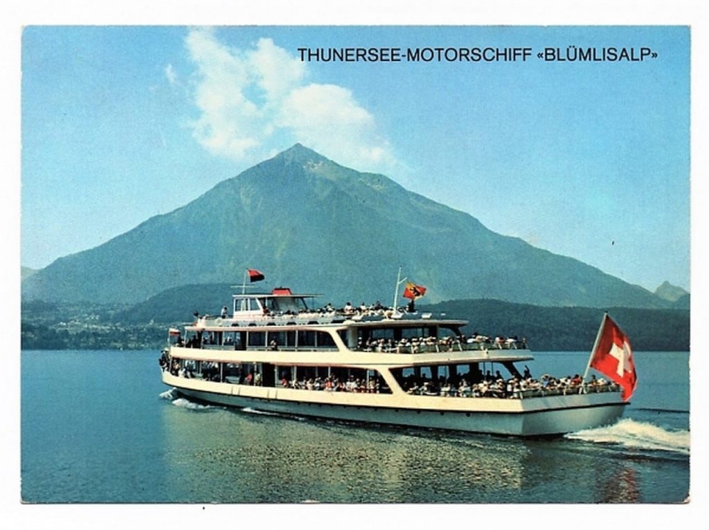 Cartão Postal Navio Barco de Turismo dos Lagos Suiços - Anos 70