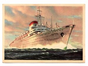 Cartão Postal Navio M/N Augustus - Italia Societa di Navigazione - Anos 50