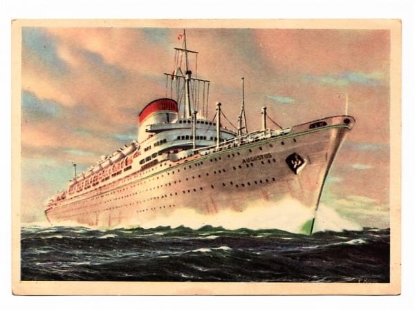 | Casa do Colecionador Cartão Postal Navio M/N Augustus - Italia Societa di Navigazione - Anos 50
