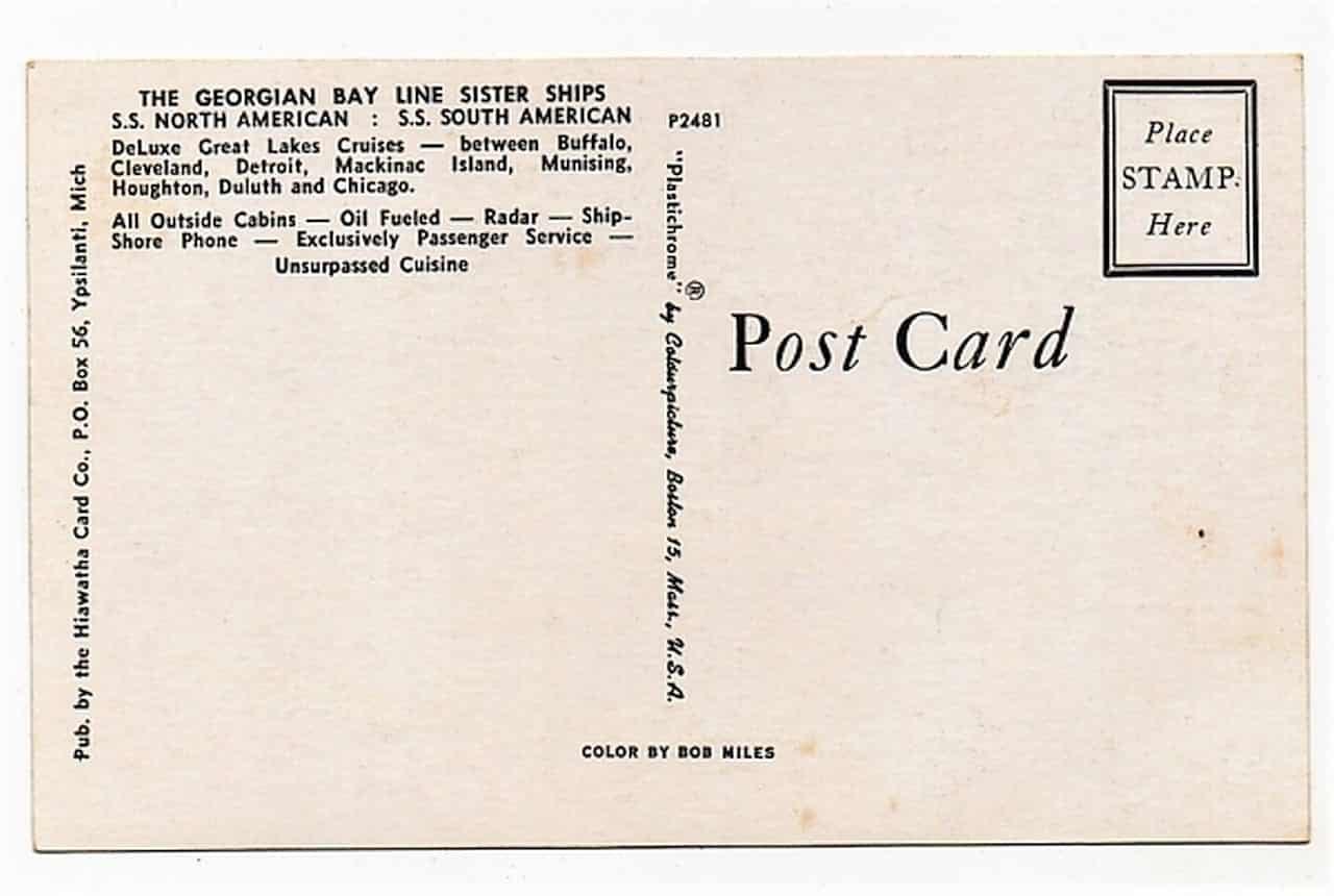 | Casa do Colecionador Cartão Postal Navio SS North American - The Georgian Bay Line - Anos 60 ( 2 )