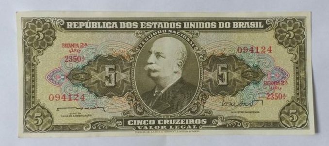 | Casa do Colecionador Cédula C071 - 5 Cruzeiros (Sob) - Série 2350ª - Ano 1962