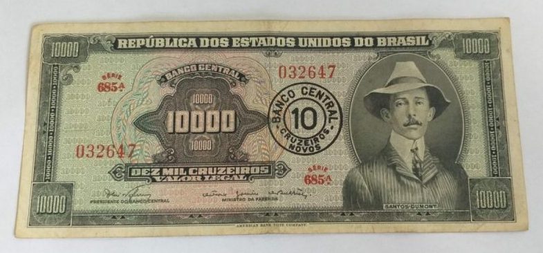 | Casa do Colecionador Cédula C124a - 10 Cruzeiros Novos (MBC) - Ano 1966 (cópia)