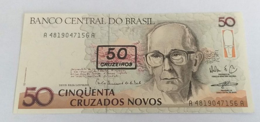 | Casa do Colecionador Cédula C210 - 50 Cruzeiros com Carimbo (FE) - Ano 1990