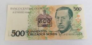 Cédula C213 - 500 Cruzeiros com Carimbo (Sob/FE) - Ano 1990