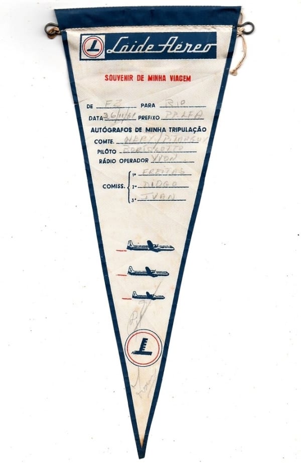 | Casa do Colecionador Flamula Antiga Loide Aereo Nacional Souvenir De Viagem 1961 - Aviação