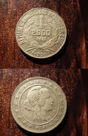 MOEDA 2000 RÉIS PRATA 1931 DATA ESCASSA