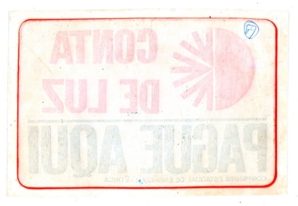| Casa do Colecionador Plastico Adesivo - Conta de Luz - Pague Aqui - Anos 70