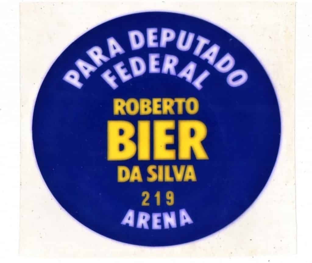| Casa do Colecionador Plastico Adesivo Deputado Federal Roberto Bier da Silva - Arena - Memorabilia Politica