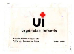 Plastico Adesivo - Urgencias Infantis - Feira de Santana ( BA ) - Anos 70