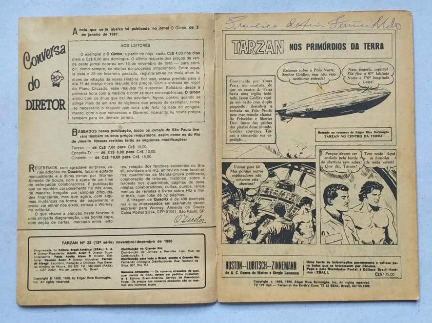 | Casa do Colecionador Tarzan 12ª Série Nº 22 - Coleção Lança de Prata (Editora Ebal) Novembro/Dezembro 1986