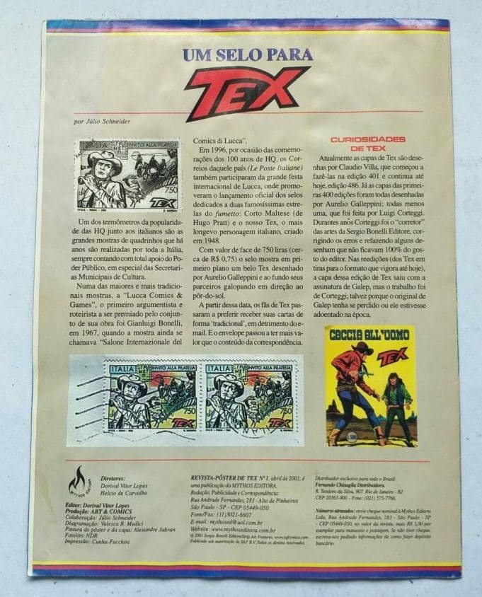| Casa do Colecionador Tex Revista-Pôster Nº 01 (Mythos Editora - Bonelli Comics)