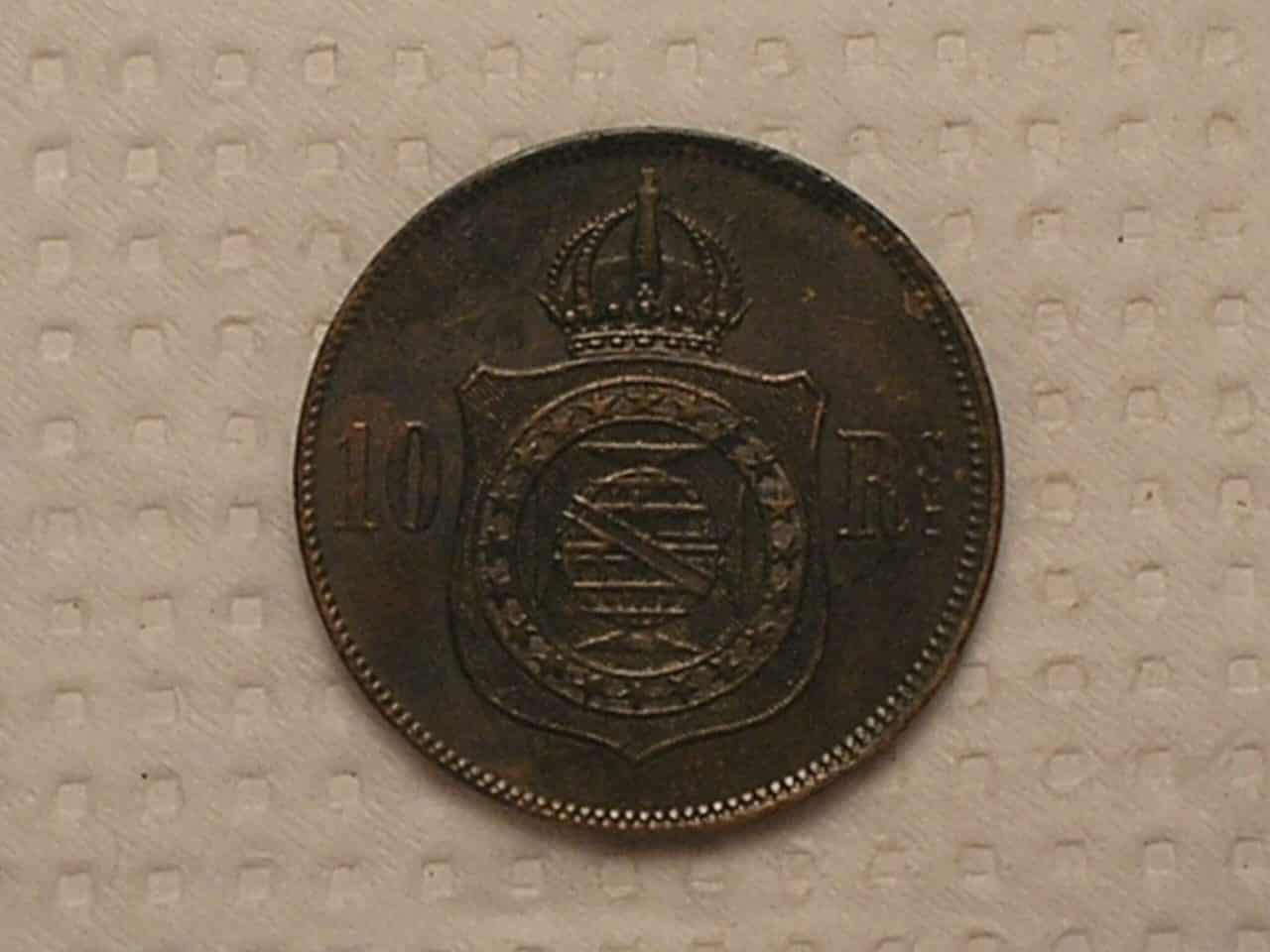 | Casa do Colecionador 10 Réis - 1869 Petrus II / Bronze / Mbc bonita / Cod. 250.6