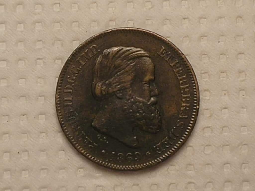 | Casa do Colecionador 10 Réis - 1869 Petrus II / Bronze / Mbc bonita / Cod. 250.6