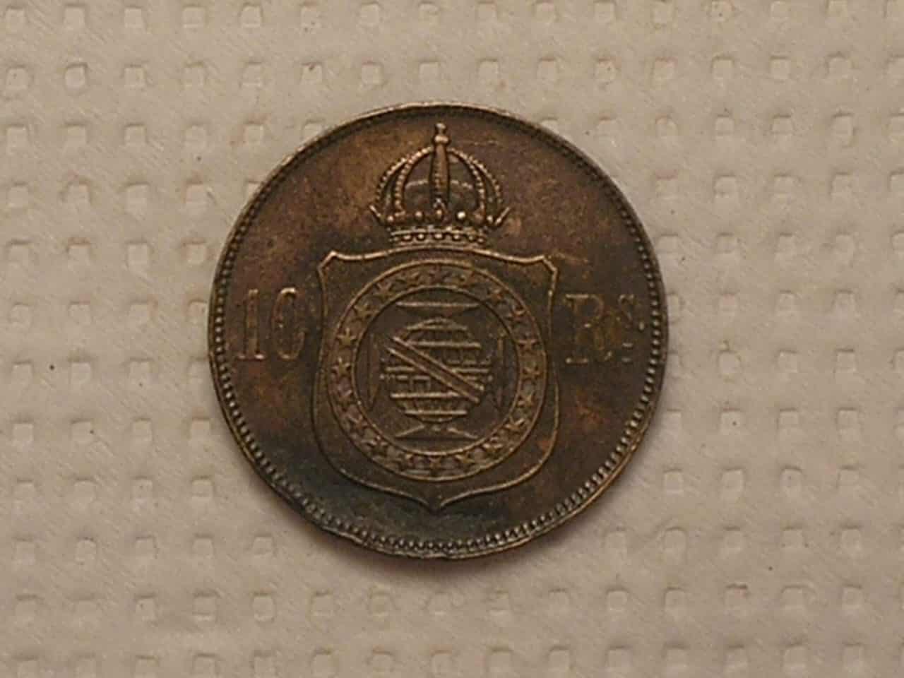 | Casa do Colecionador 10 Réis - 1869 Petrus II / Bronze / Mbc perfeita / Cod. 250.2