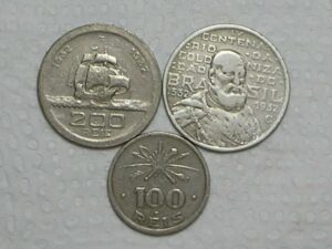 100 / 200 / 2.000 Réis - 1932 da série Vicentina / Niquel e Prata / Cod. 440.2