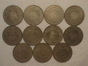 100 Réis - 1871/1882/1885/1888/1889 - Império / 1889/1893/1895/1896/1897/1898 - República / - Bc/Mbc - / Algumas dificeis / Cod. 520