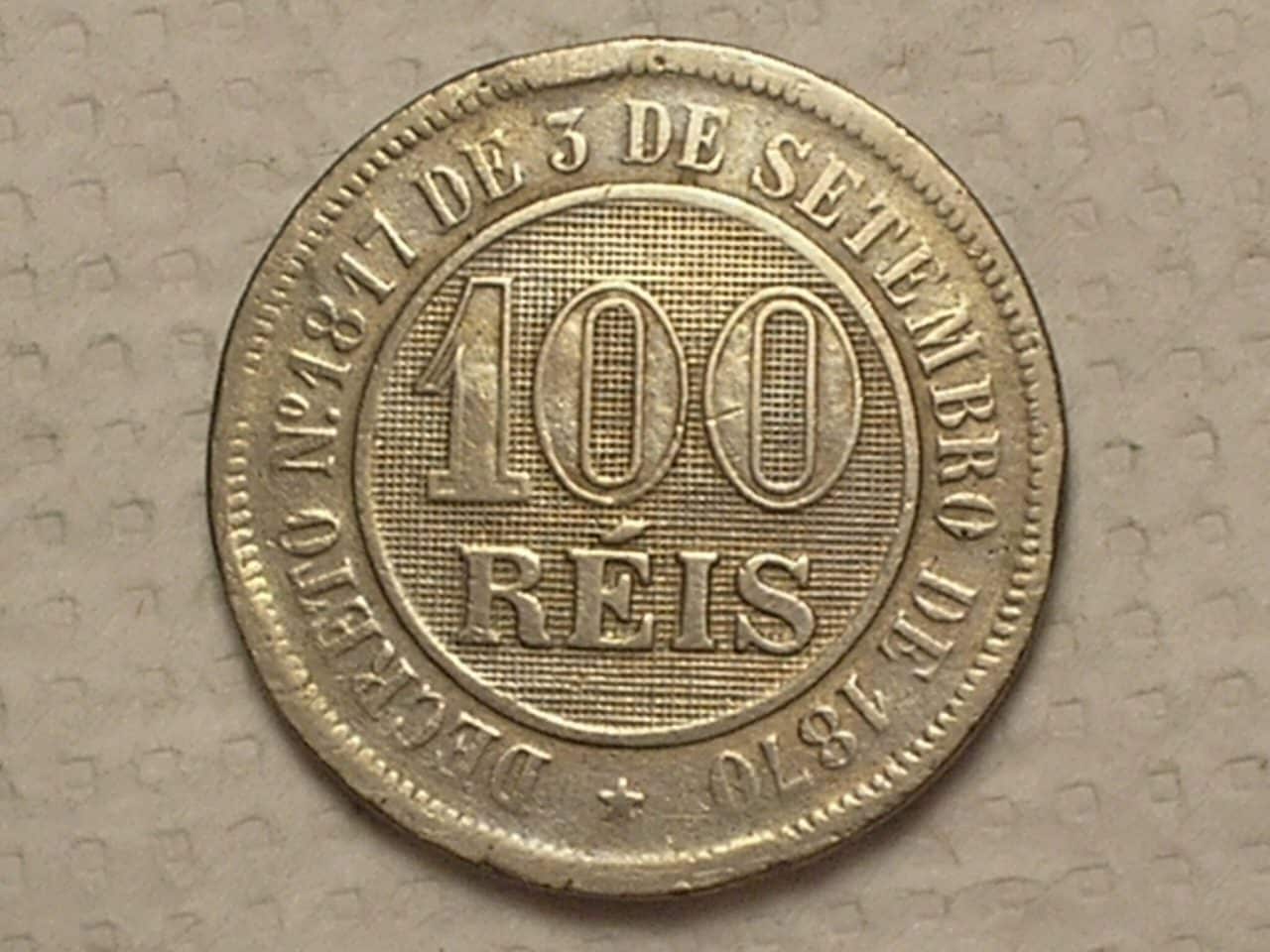 | Casa do Colecionador 100 Réis - 1889 / Níquel do Império / Cod. 870