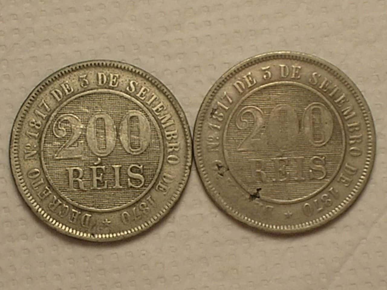 | Casa do Colecionador 2 Moedas de 200 Réis - 1887 / Data Escassa / Níquel do Império / Cod. 880.5