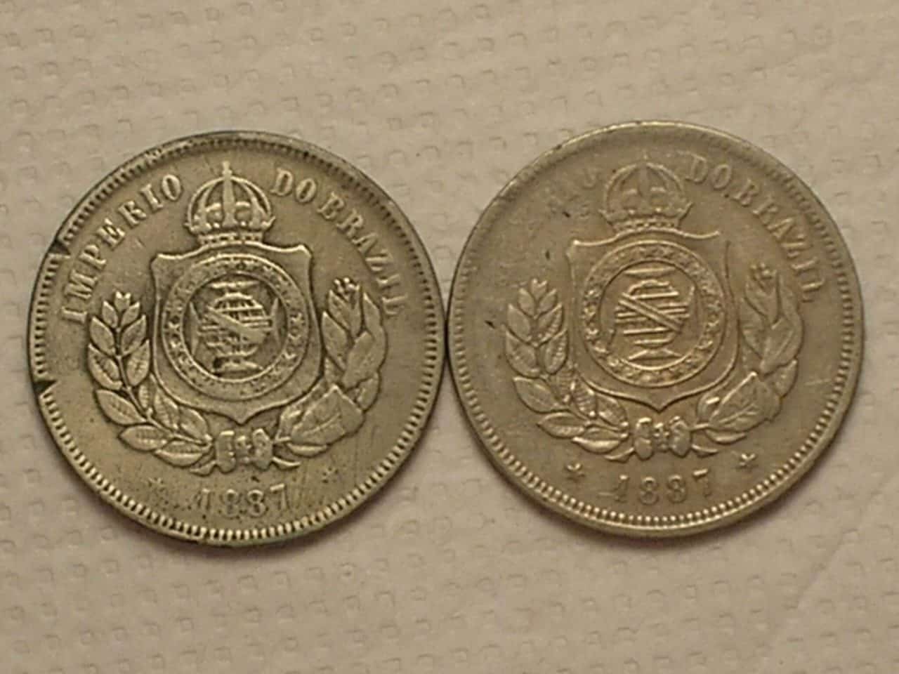 | Casa do Colecionador 2 Moedas de 200 Réis - 1887 / Data Escassa / Níquel do Império / Cod. 880.5