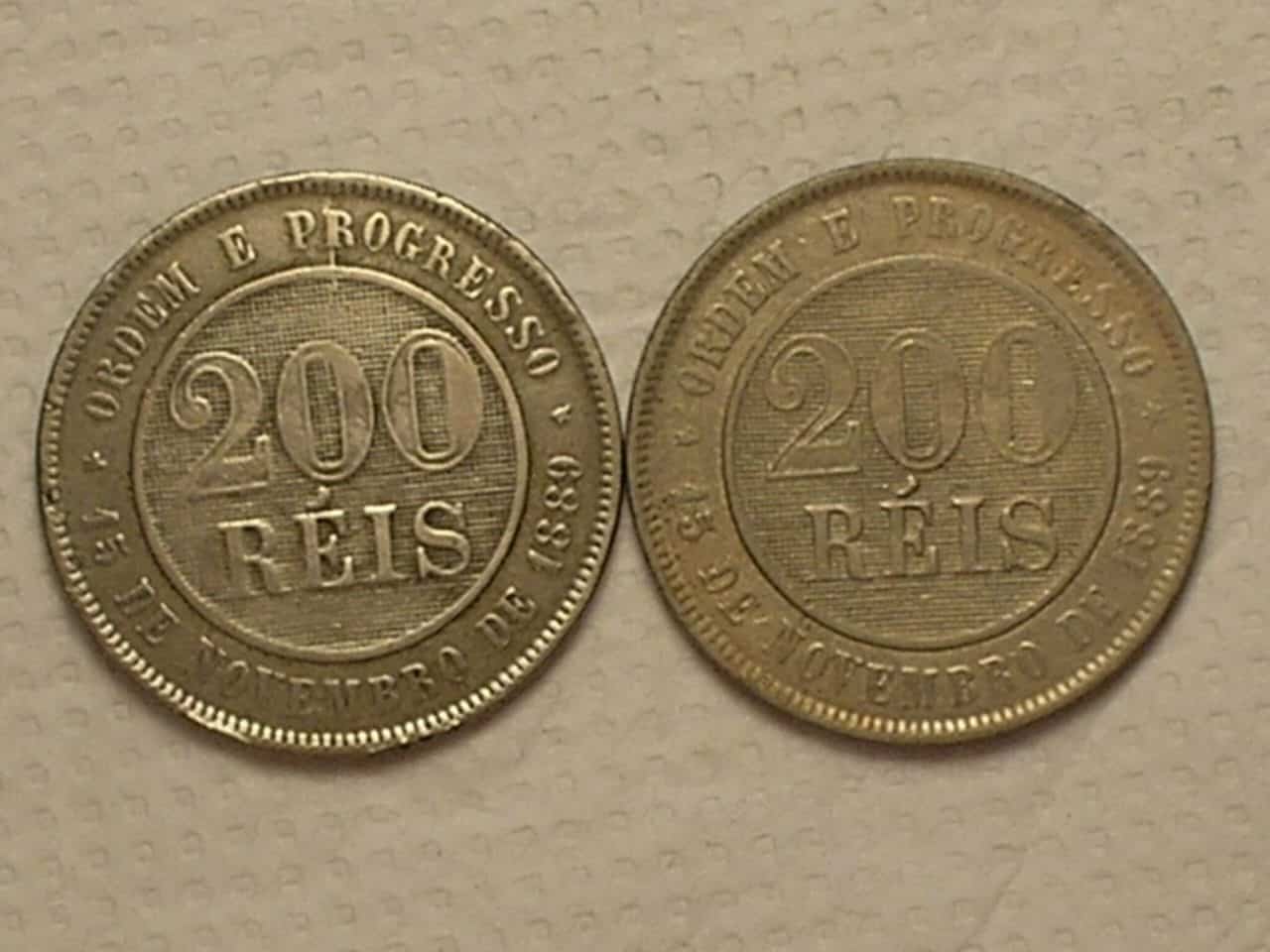 | Casa do Colecionador 2 moedas de 200 Réis - 1895 da República / Cod. 880