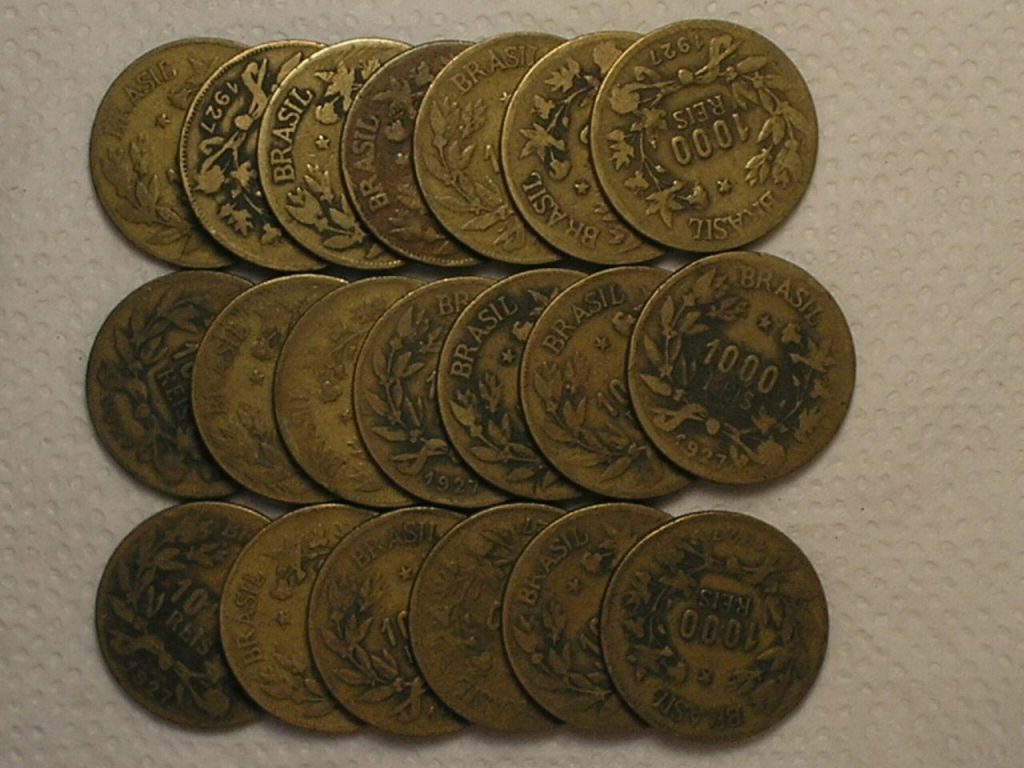 | Casa do Colecionador 20 Moedas de 1.000 Réis - 1927 em Bronze.... Bom para trabalhos e coleções / Cod. 520.1