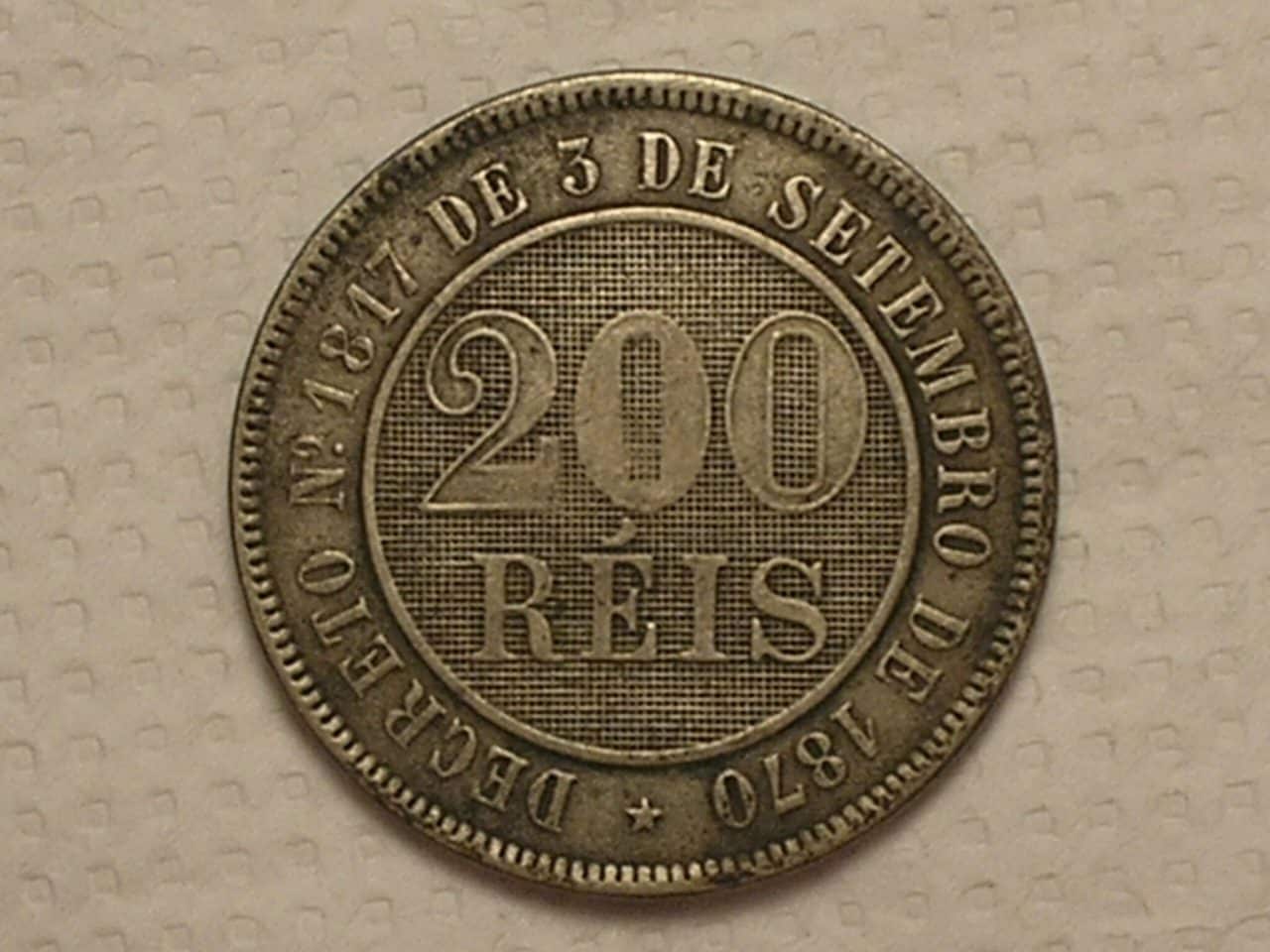 | Casa do Colecionador 200 Réis - 1887 / Data Escassa / Níquel do Império / Mbc / Cod. 880.3