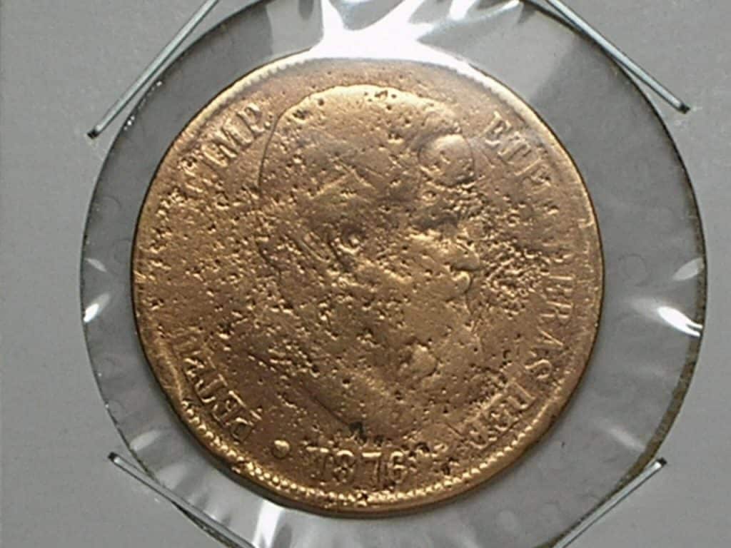 | Casa do Colecionador 40 Réis - 1876 / Raro em qquer estado de conservação / Bronze / Cod. 390
