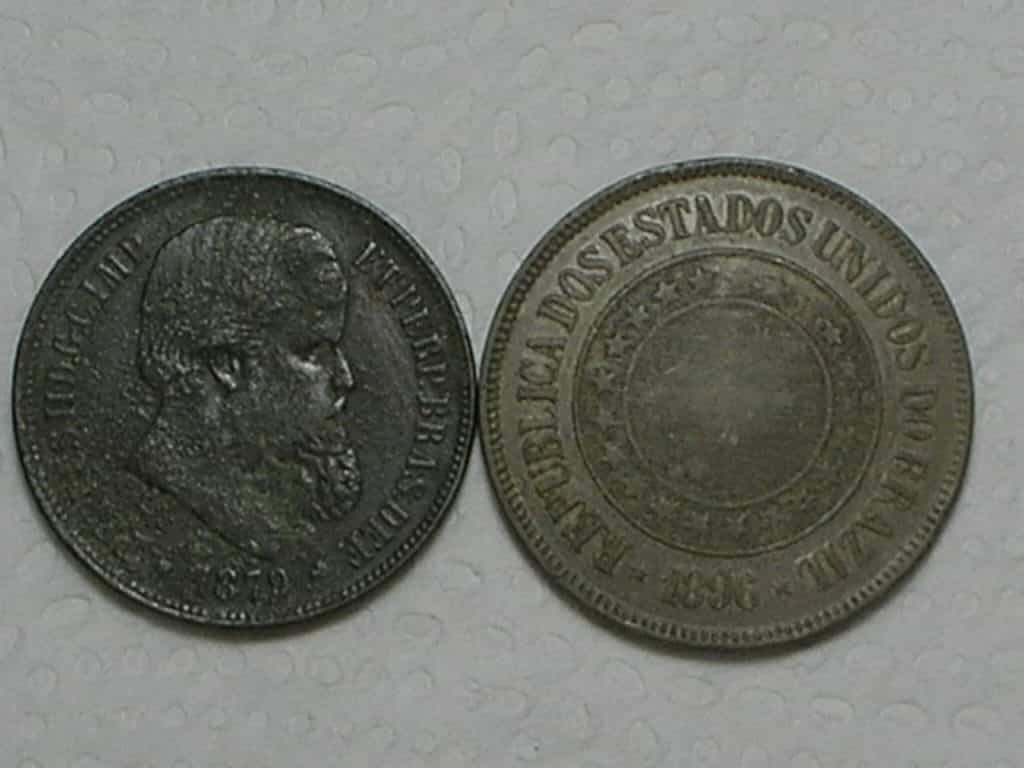 | Casa do Colecionador 40 Réis - 1879 + 200 Réis - 1896 / Bronze e Níquel / Cod. 530