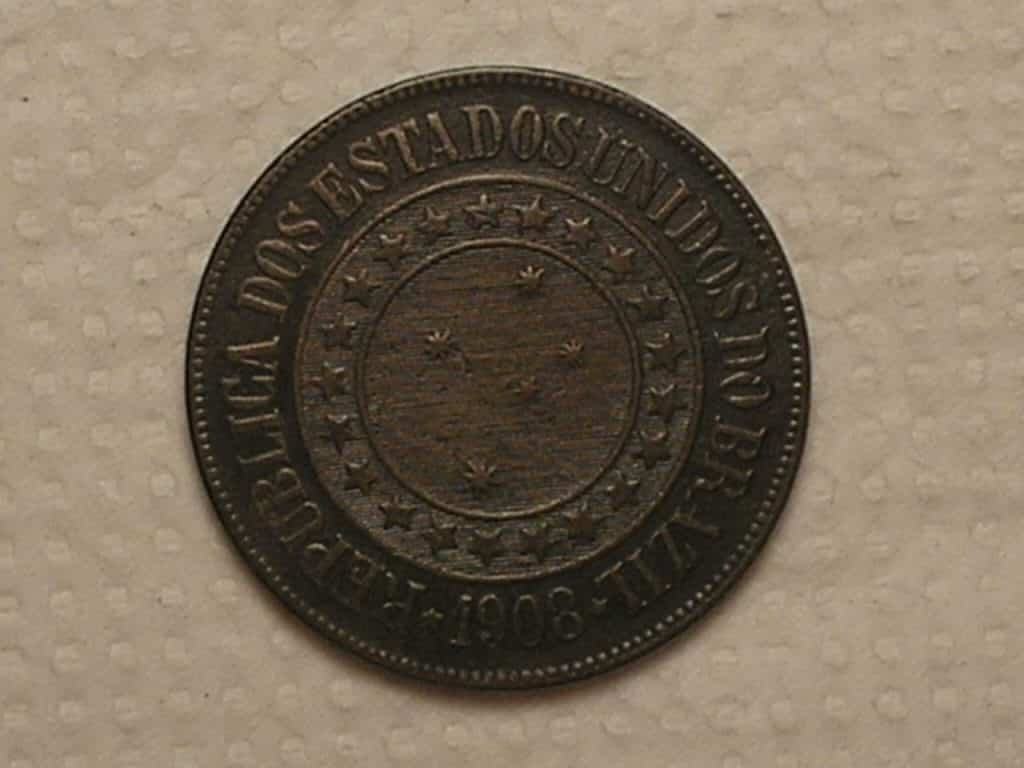 | Casa do Colecionador 40 Réis - 1908 / Bronze / Conservada Mbc / Cod. 250.1