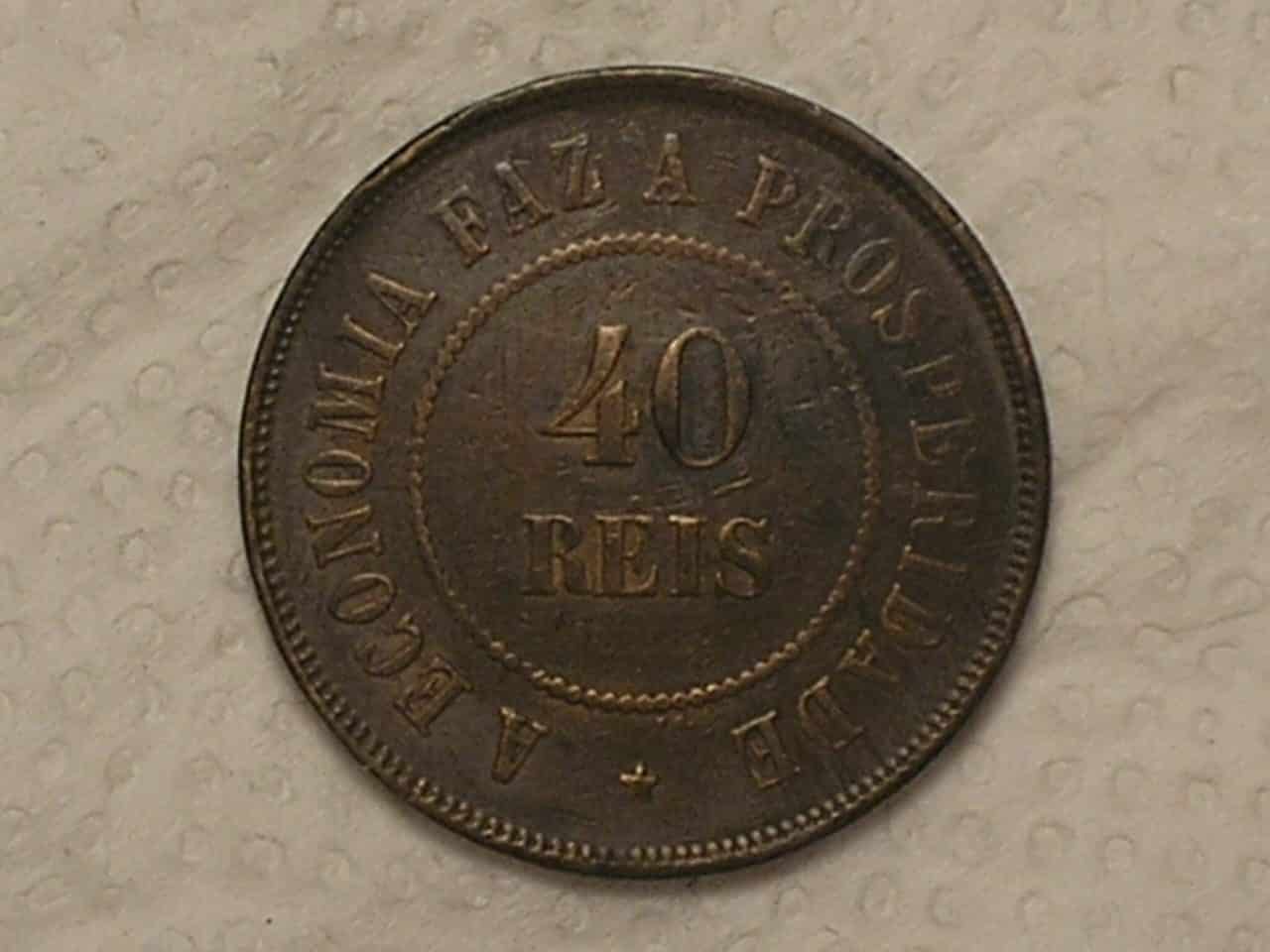 | Casa do Colecionador 40 Réis - 1908 / Bronze / Mbc Bonita / Cod. 720.2