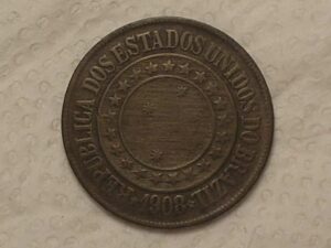 40 Réis - 1908 / Bronze / Mbc / Cod. 720.1