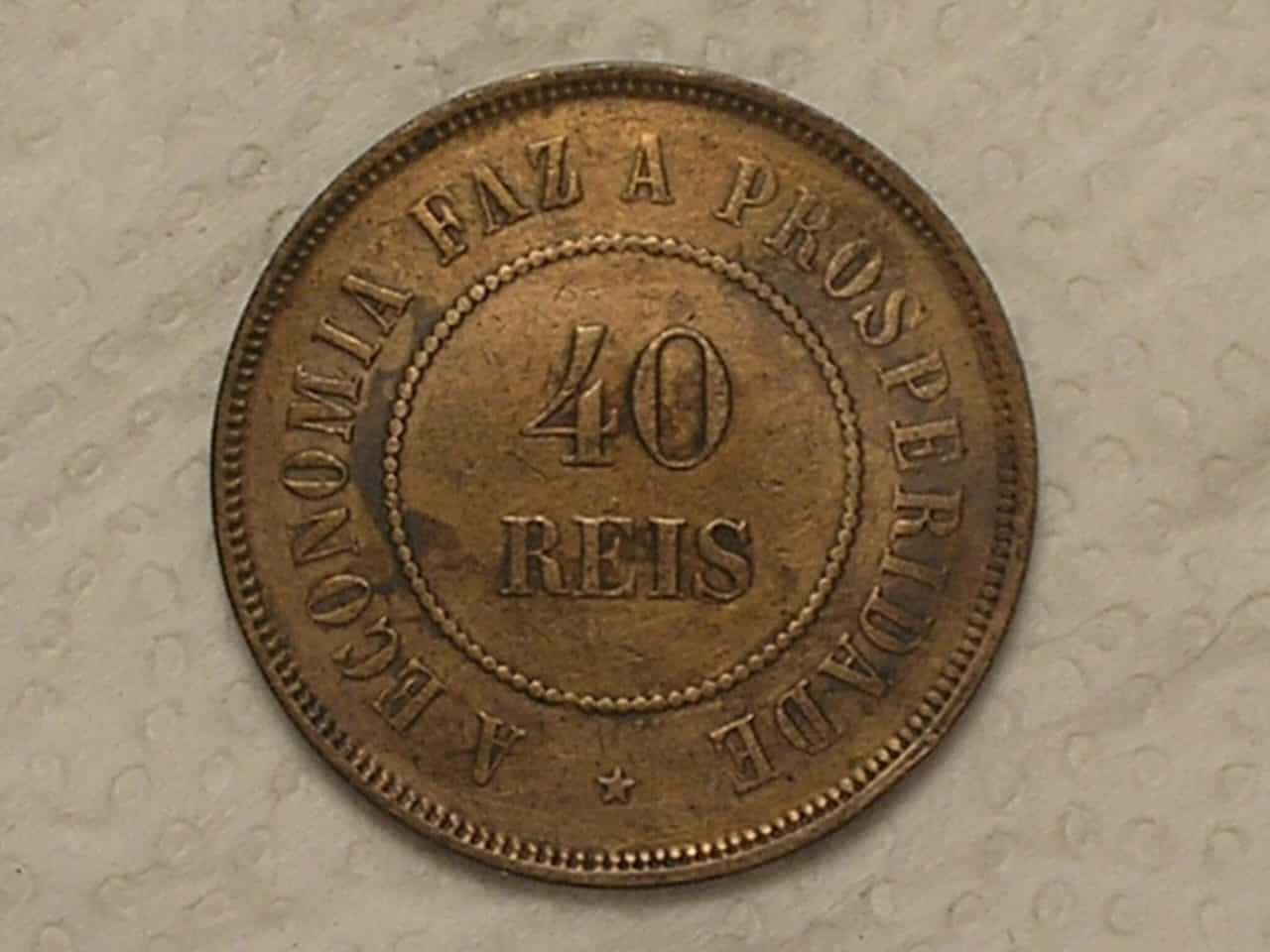 | Casa do Colecionador 40 Réis - 1908 / Bronze / Mbc / Cod. 720.3