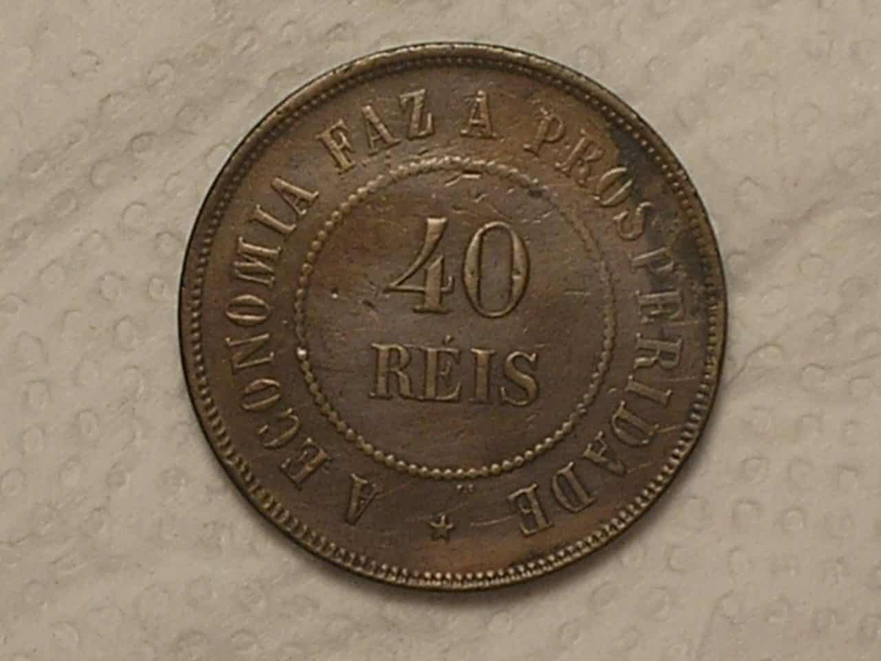 | Casa do Colecionador 40 Réis - 1908 / Bronze / Mbc / Cod. 720.5