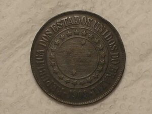 40 Réis - 1909 / Bronze - Mbc/Sob - Cod. 720.4