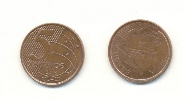 5 CENT. REAL 2013 REVERSO HORIZONTAL ﻿.