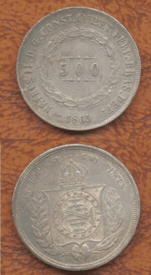 500 RÉIS PRATA 1865 .