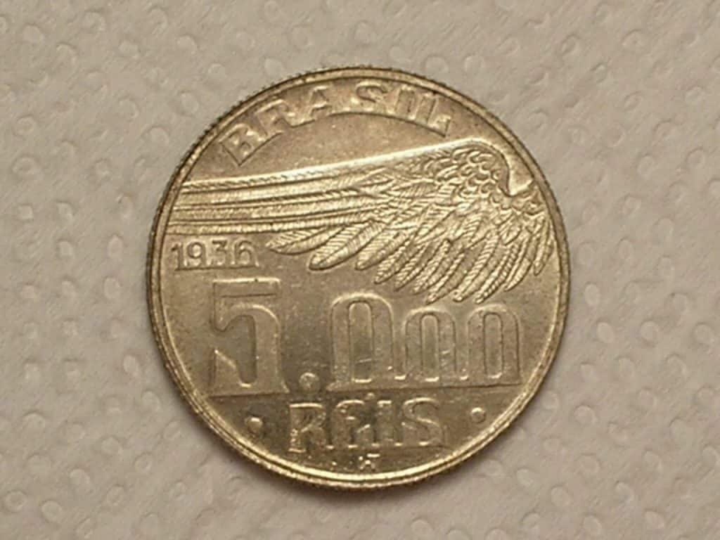 | Casa do Colecionador 5.000 Réis - 1936 / Sts Dumont / Total Flor de Cunho / Cod.510.4
