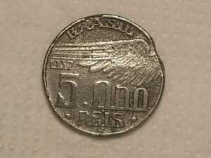 5.000 Réis - 1937 Falsa Clássica da Época // Santos Dumont / Não é Prata / Circulava fácil como verdadeira / Cod. 200