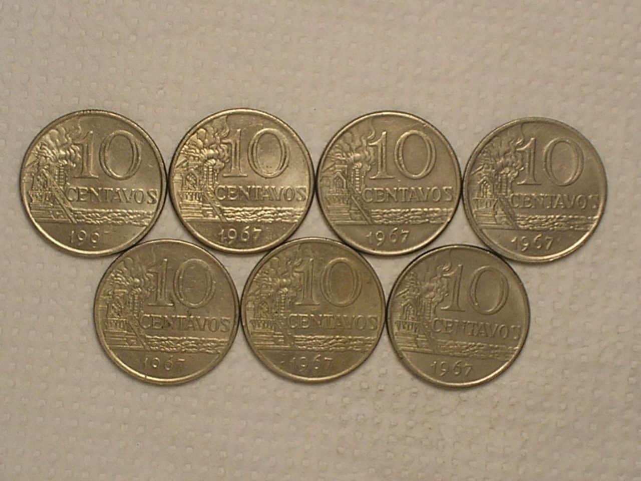 | Casa do Colecionador 7 Moedas de 10 centavos - 1967 / As primeiras da Série / - Sob/Fc - / Cod. 220