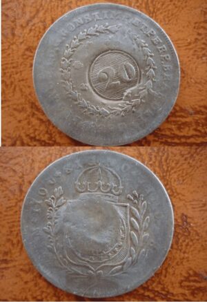 80 RÉIS 1828G. COM CARIMBO DE 20 .