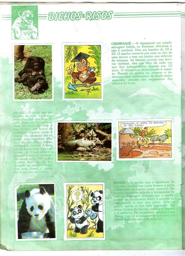 | Casa do Colecionador Album De Figurinhas Bichos e Risos - Uned - 1994 Completo