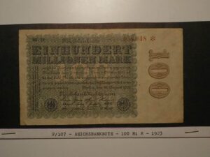 Alemanha 100 Millionen Mark 1923 Pick 107 Mbc Reichsbanknote Uniface Ca 056048