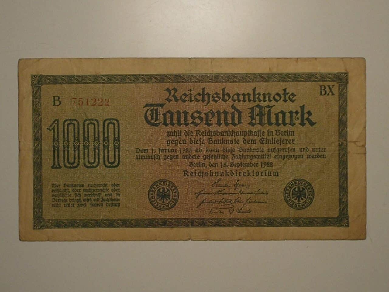 | Casa do Colecionador Alemanha 1000 Mark 1922 Pick 76 Mbc Berlin Ca751222