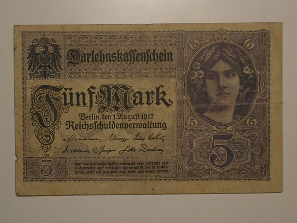 | Casa do Colecionador Alemanha 5 Mark 1917 Pick 76 Mbc Berlin Ca